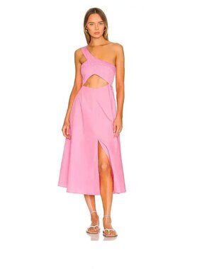 Anthropologie SWF asymmetric cut out midi dress in pink xs